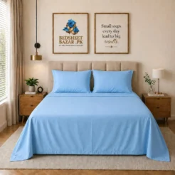 Sky Blue Plain Bedsheet Cotton