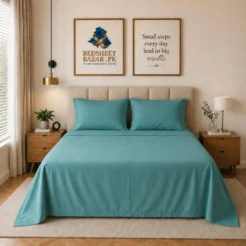 Teal Plain Bedsheet Cotton