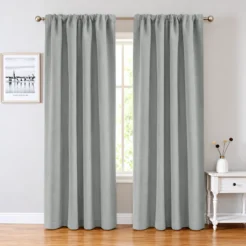 Soft Light Grey Cotton Blend 2 Panel Window Curtain