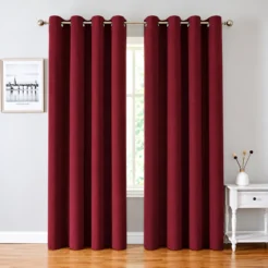 Luxury Burgundy Cotton Blend 2 Panel Window Curtain