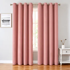 Soft Dusty Pink Cotton Blend 2 Panel Window Curtain