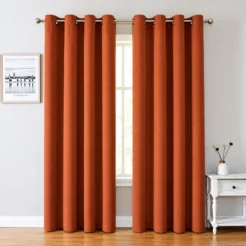 Premium Rust Orange Cotton Blend 2 Panel Window Curtain