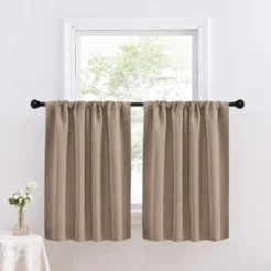 Elegant Beige Cotton Blend 2 Panel Window Curtain