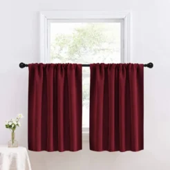 Luxury Burgundy Cotton Blend 2 Panel Window Curtain
