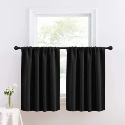 Premium Black Cotton Blend 2 Panel Window Curtain
