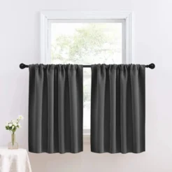 Premium Charcoal Grey Cotton Blend 2 Panel Window Curtain