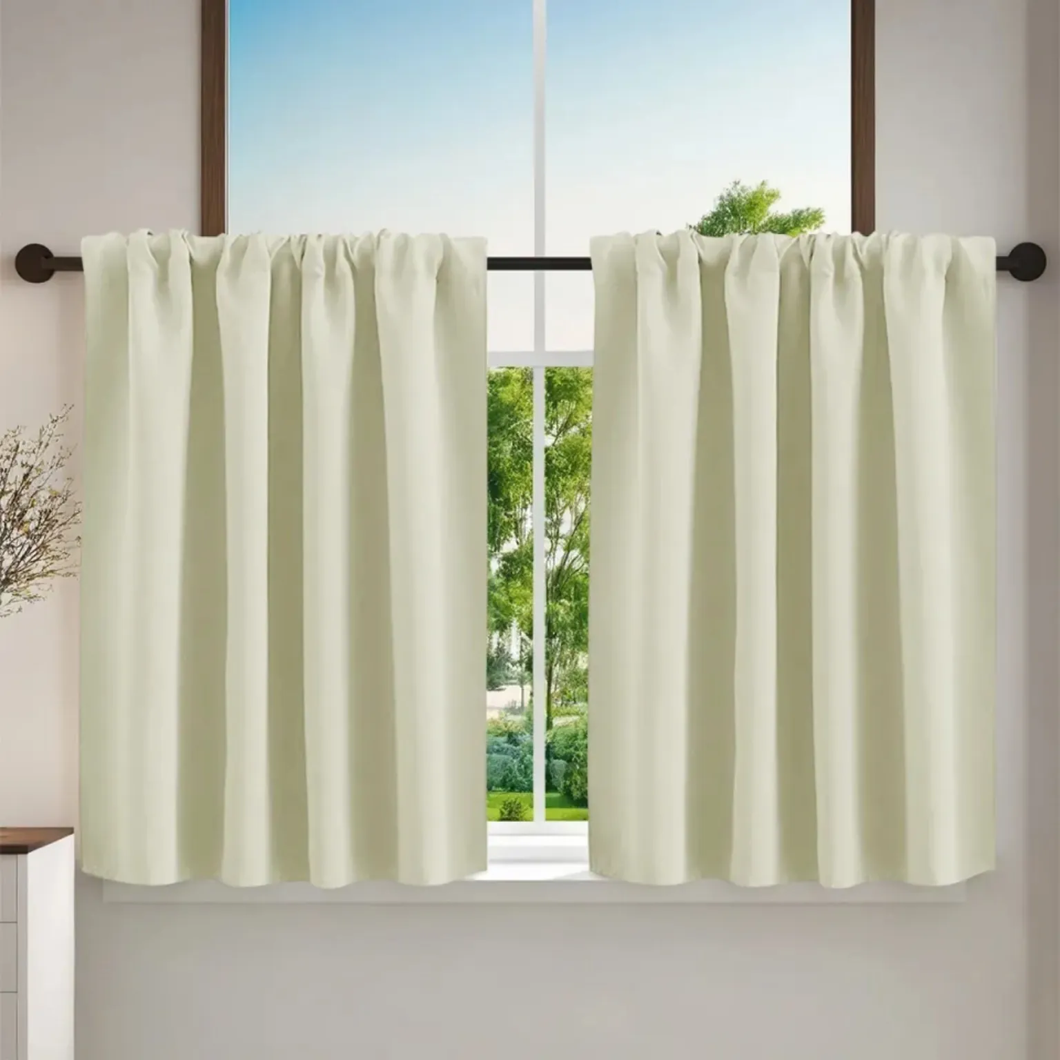 Premium Cream Cotton Blend 2 Panel Window Curtain