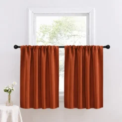 Premium Rust Orange Cotton Blend 2 Panel Window Curtain