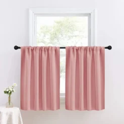 Soft Dusty Pink Cotton Blend 2 Panel Window Curtain