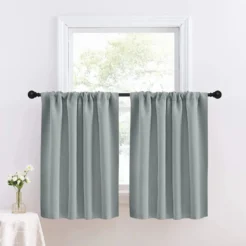 Soft Light Grey Cotton Blend 2 Panel Window Curtain