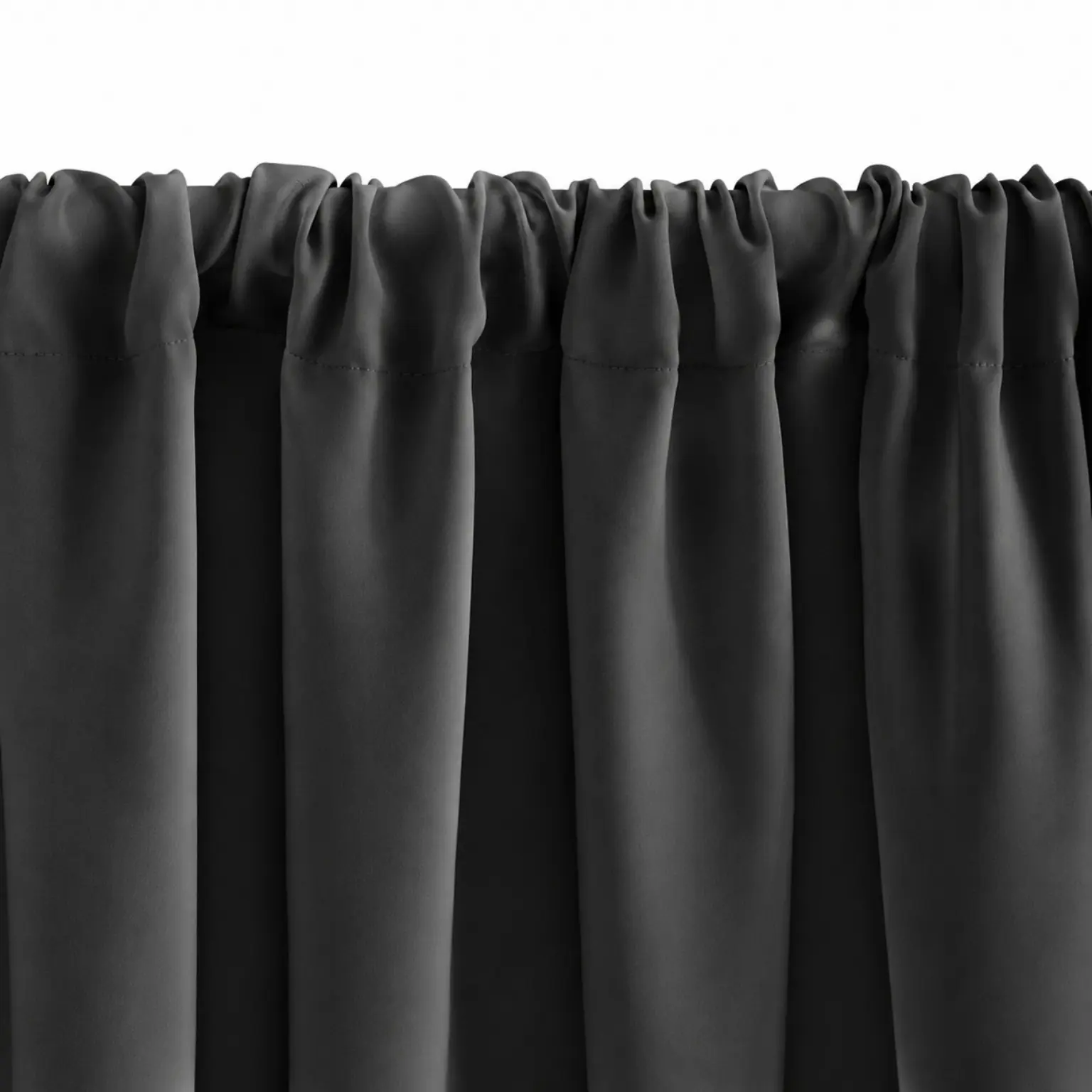 Premium Charcoal Grey Cotton Blend 2 Panel Window Curtain - Image 2