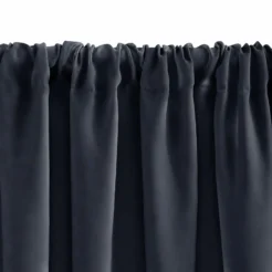 Alternative view of Elegant Navy Blue Cotton Blend 2 Panel Window Curtain