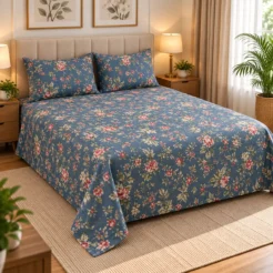 Cozy Blue Floral Bedroom Retreat