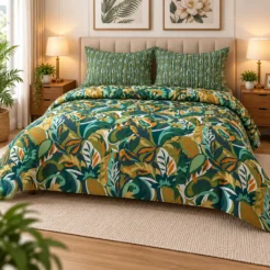 Cozy Botanical Green Bedroom