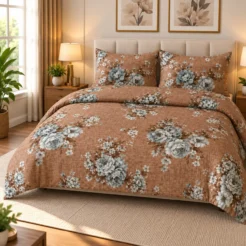 Cozy Brown Floral Bedding Bedroom