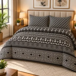 Cozy Geometric Bedding Bedroom (1)