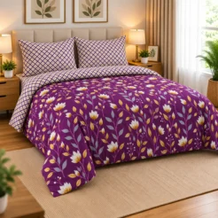 Cozy Purple Floral Bedroom Retreat