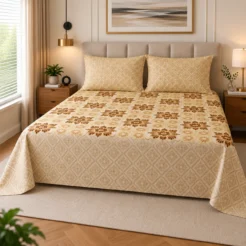 Elegant Beige Floral Bedroom Set