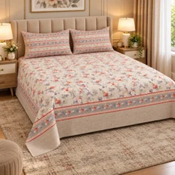 Alternative view of Vintage Floral Stripe King Size Bed Sheet Set (3 PCs)