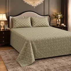 Alternative view of Sage Diamond Floral King Size Printed Bedsheet