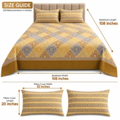 Golden Patterned Bedsheet Size Guide