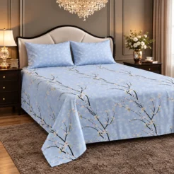 Alternative view of Sky Blue Blossom Branch King Size Printed Bedsheet