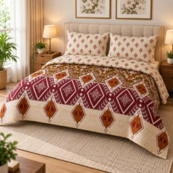 Warm Boho Diamond Bedding Bedroom