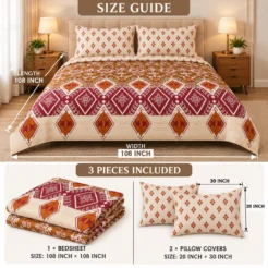 Warm Earthtone Bedsheet Size Guide