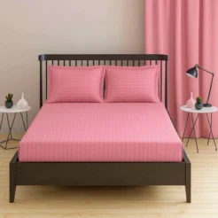 Blush Pink Romantic Stripes Fitted bedsheet king size
