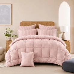 Blush Pink Stripes Comforter Bedding Set