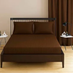 Chocolate Brown Luxury Stripes Fitted bedsheet king size