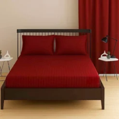 Classic Red Statement Stripes Fitted bedsheet king size
