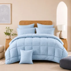Light Blue Stripes Comforter Bedding Set