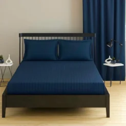 Navy Blue Executive Stripes Fitted bedsheet king size