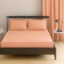 Peach Blush Warm Stripes Fitted bedsheet king size