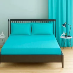 Turquoise Blue Modern Stripes Fitted bedsheet king size