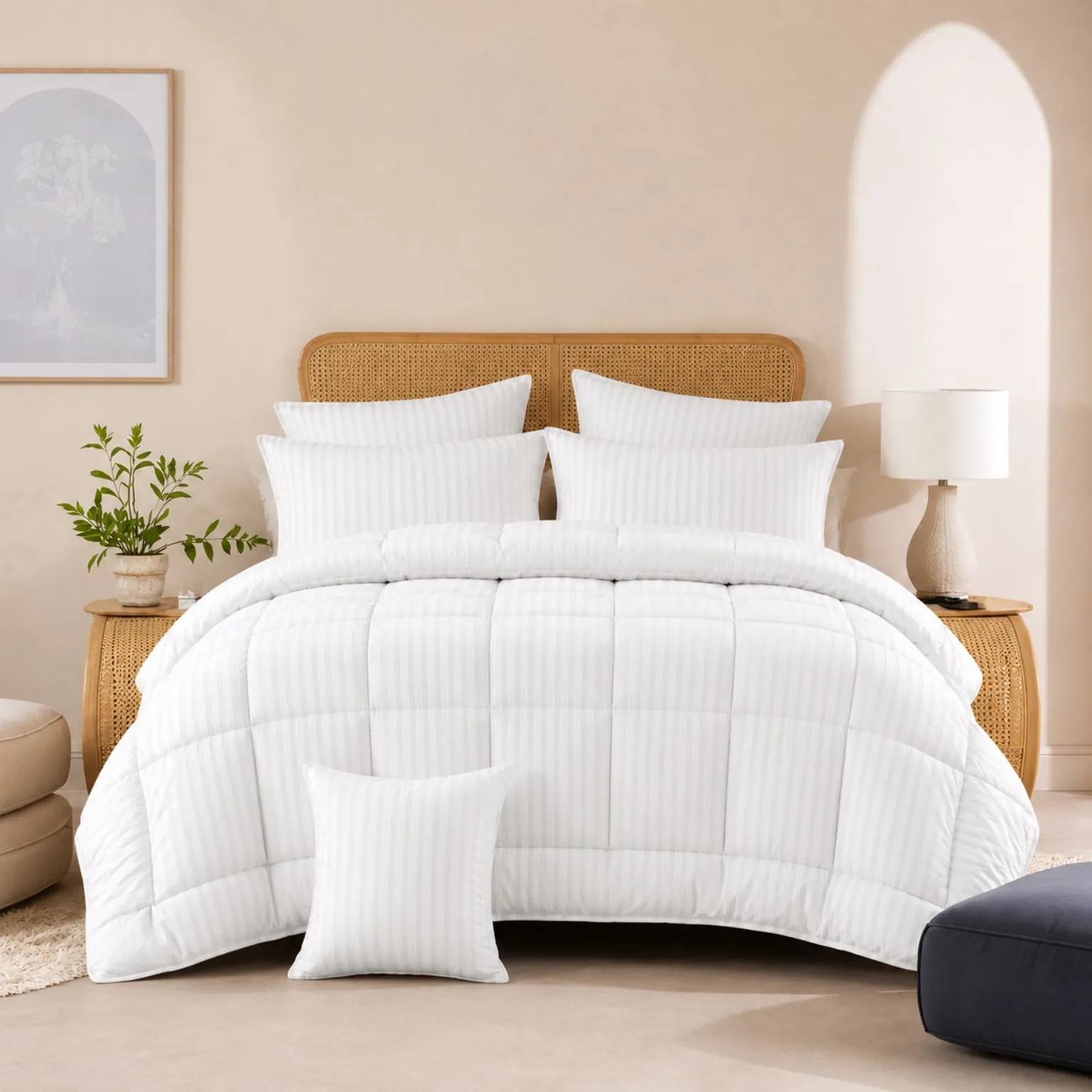 White Stripes Comforter Bedding Set