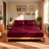 rich burgundy luxury satin finish fitted silk bed sheet