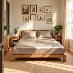 Warm Mocha Taupe Elegant Finish Fitted Silk bed sheet