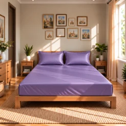 regal royal purple smooth finish fitted silk bed sheet