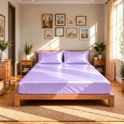 dreamy lavender luxury look fitted silk bed sheet