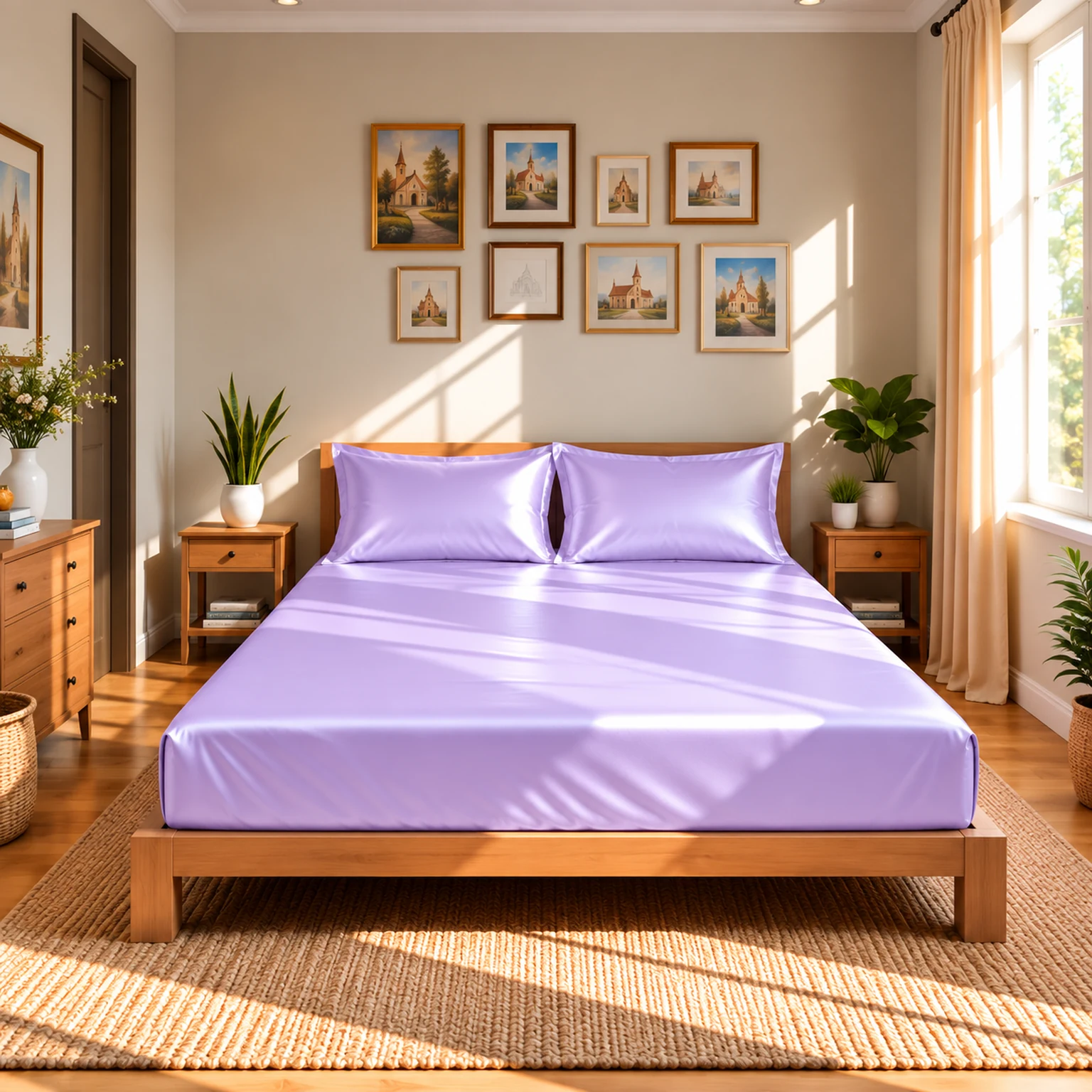 dreamy lavender luxury look fitted silk bed sheet