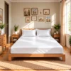 crisp pure white premium smooth fitted silk bed sheet