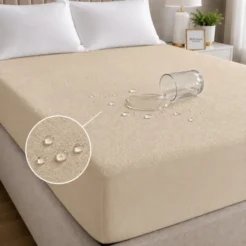 Beige Waterproof Mattress Cover and Protector