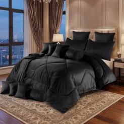 Black Quilted 14 Pcs King Size Bridal Bedding Set