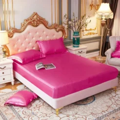 Vibrant Hot Pink Luxury Shine Fitted Silk bed sheet