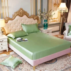Fresh Mint Green Elegant Look Fitted Silk bed sheet