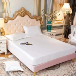 Crisp Pure White Premium Smooth Fitted Silk bed sheet