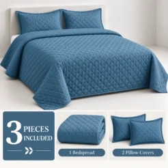 Blue Quilted Bedding Set Advertisement