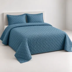 Dusty Teal Quilted Bedding Set